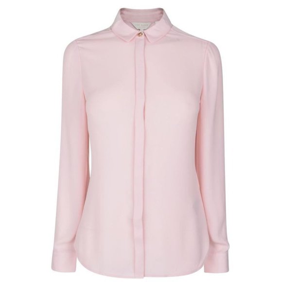 Ted Baker Tops - TED BAKER Tiona Ottoman Blush Classic Button Down Blouse Sz 3 US 8